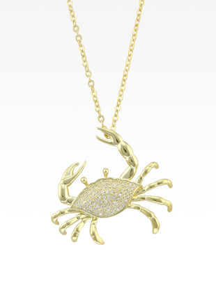 Pavé Yellow Gold Crab Pendant