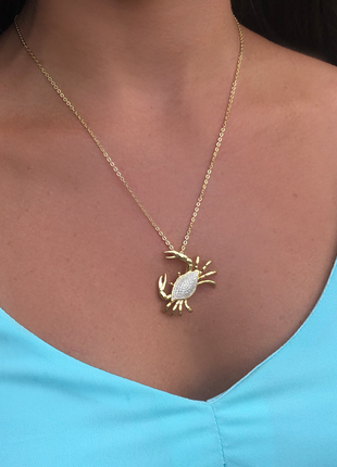 Pavé Yellow Gold Crab Pendant