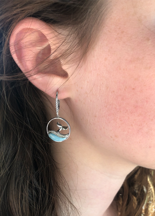 Whale Tail with Larimar Earrings