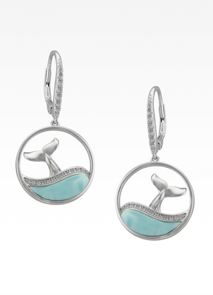 Whale Tail with Larimar Earrings