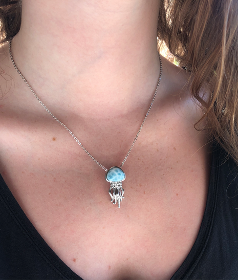 Larimar Baby Jellyfish Pendant