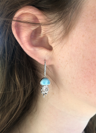 Larimar Baby Jellyfish Earrings