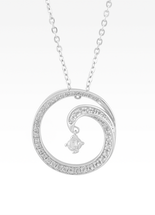 Wave Necklace with Cubic Zirconia Dangle