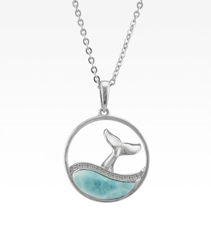 Whale Tail with Larimar Necklace