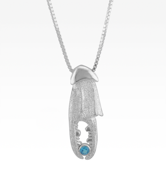 Blue Topaz Crab Claw Necklace