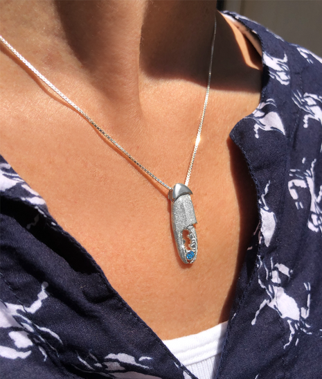 Crab Claw Blue Topaz Pendant