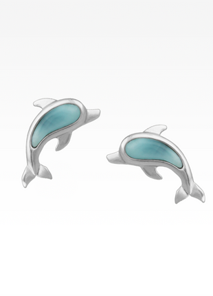 Larimar Dolphin Post Earrings