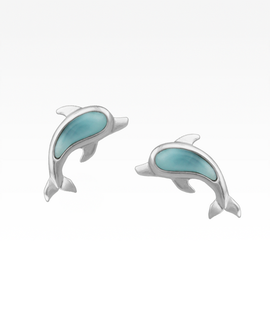 Larimar Dolphin Post Earrings