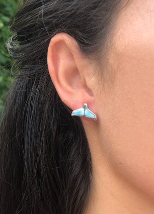 Larimar Whale Tail Post Earrings