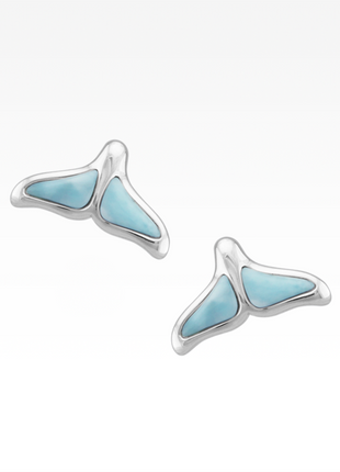 Larimar Whale Tail Post Earrings