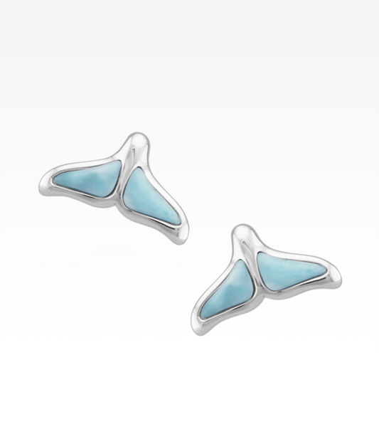 Larimar Whale Tail Post Earrings