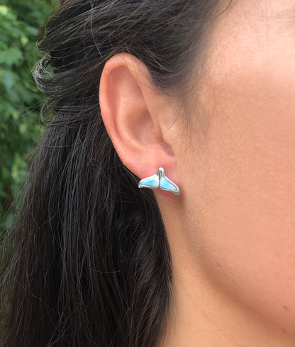 Larimar Whale Tail Post Earrings