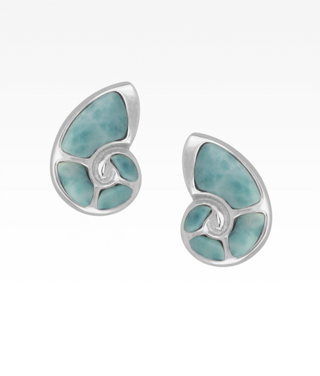 Larimar Nautilus Post Earrings