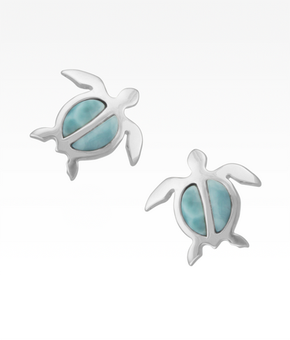 Larimar Honu Sea Turtle Post Earrings