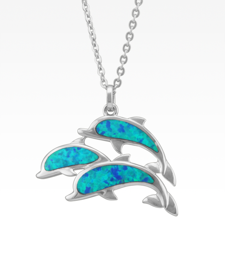 Opal Dolphin Family Necklace