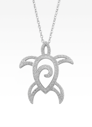 Pavé Swirl Honu Turtle Necklace