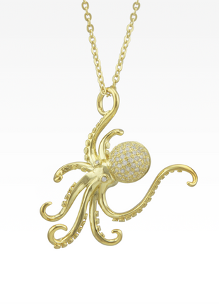 Pavé Yellow Gold Octopus Necklace