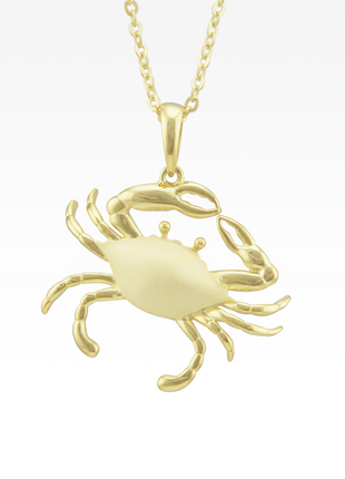 Satin Shell Yellow Gold Crab Pendant
