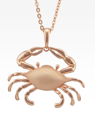 Satin Shell Rose Gold Maryland Crab Pendant