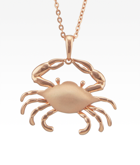Satin Shell Rose Gold Maryland Crab Pendant