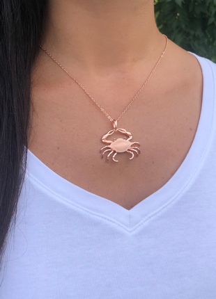 Satin Shell Rose Gold Maryland Crab Pendant