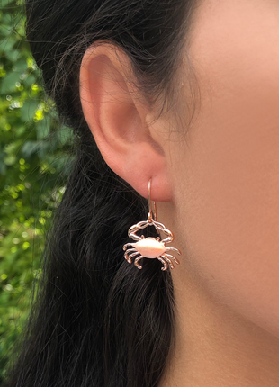 Satin Shell Rose Gold Maryland Crab Earrings