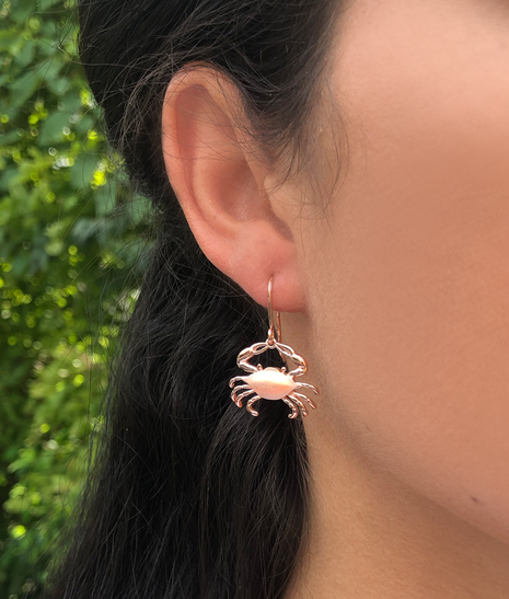 Satin Shell Rose Gold Maryland Crab Earrings