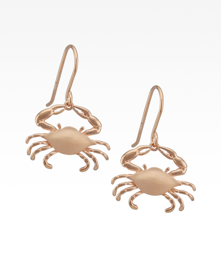 Satin Shell Rose Gold Maryland Crab Earrings