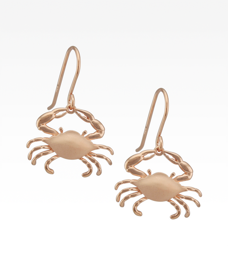 Satin Shell Rose Gold Maryland Crab Earrings