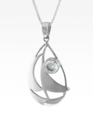 Cubic Zirconia Sailboat Pendant