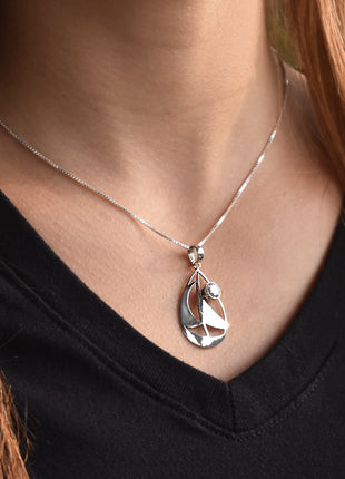 Cubic Zirconia Sailboat Pendant