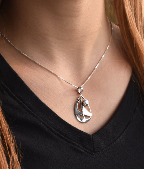 Cubic Zirconia Sailboat Pendant