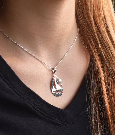 Pearl Sailboat Pendant