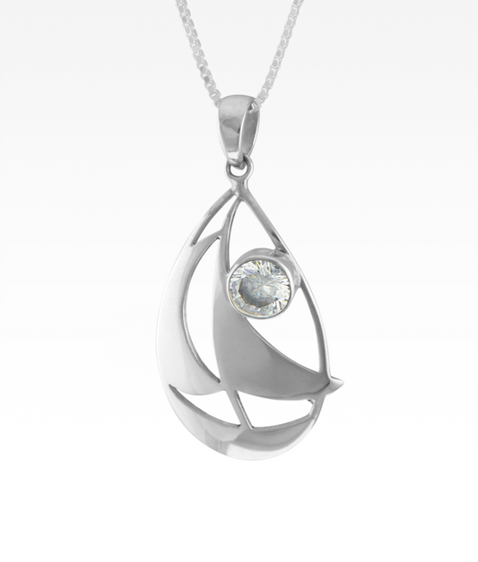 Cubic Zirconia Sailboat Pendant