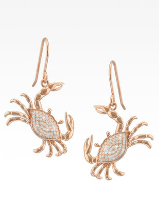 Pavé Rose Gold Crab Earrings