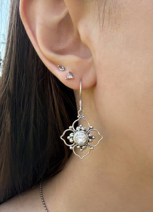 CZ Flower Earrings Lrg
