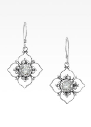 CZ Flower Earrings Lrg