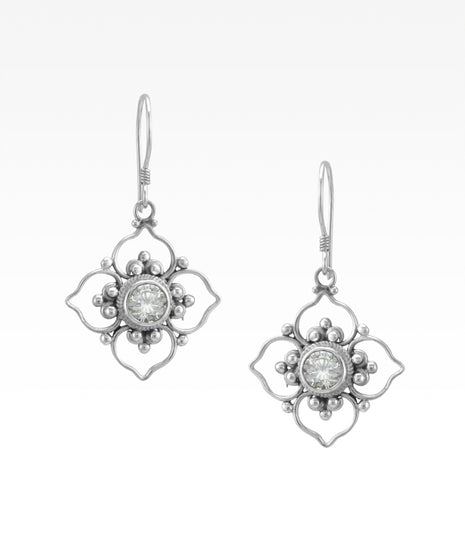 CZ Flower Earrings Lrg