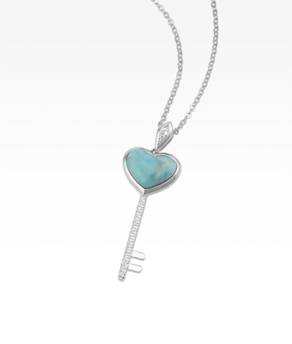 Larimar Heart Key Necklace