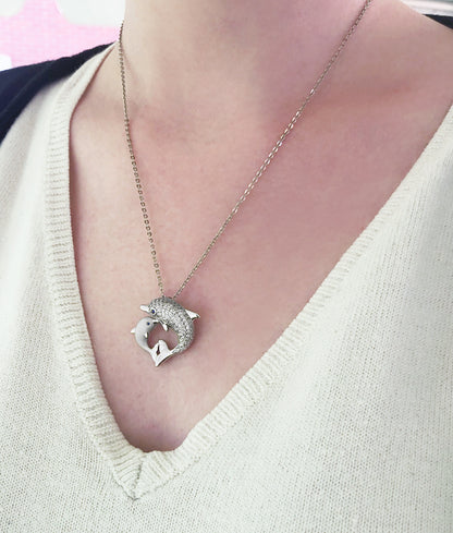 Mama & Baby Dolphin Necklace