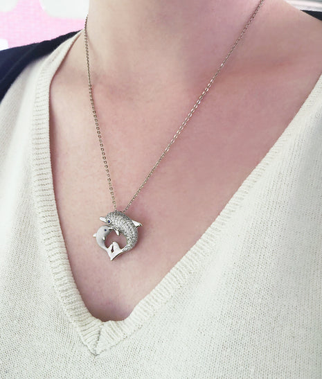 Mama & Baby Dolphin Pendant