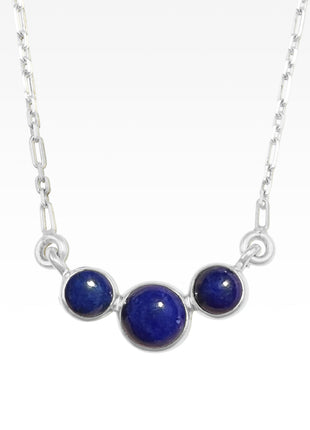 Lapis Tri Stone Necklace