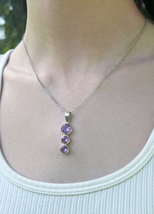 Amethyst Triple Drop Necklace