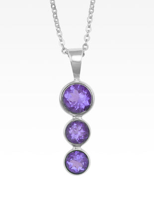 Amethyst Triple Drop Necklace
