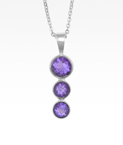 Amethyst Triple Drop Necklace