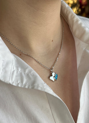 Opal Double Heart Pendant