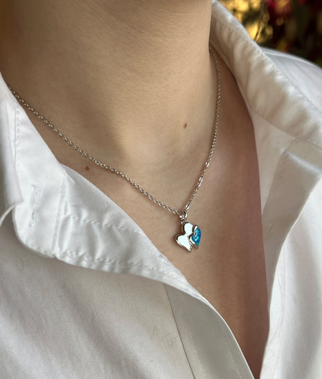 Opal Double Heart Pendant
