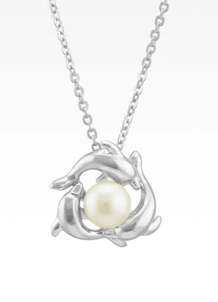 Triple Dolphin Necklace with Pearl