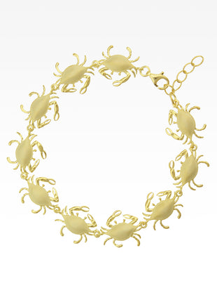 Satin Shell Yellow Gold Crab Link Bracelet
