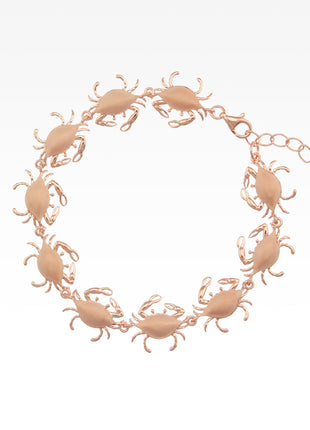 Satin Shell Rose Gold Crab Link Bracelet